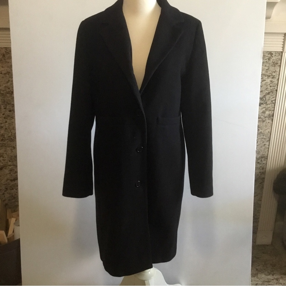 KENNETH COLE REACTION Size 10 Women's Wool Cashmere Blend Long Black Coat